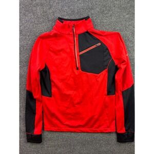 Obermeyer 1/2 Zip Pullover Mens Small Red Black Fleece Layer 29002